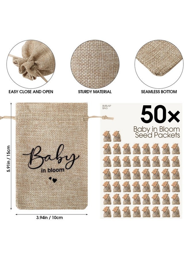 Fumete 50 Sets Baby Shower Party Favors Baby In Bloom Mini Seed Packet Favors Wildflower Design Tag Kraft Thank You Cards Seed Sack Seed Organizer Burlap Bag And Twine For Gender Reveal (No Seeds) - Image 2