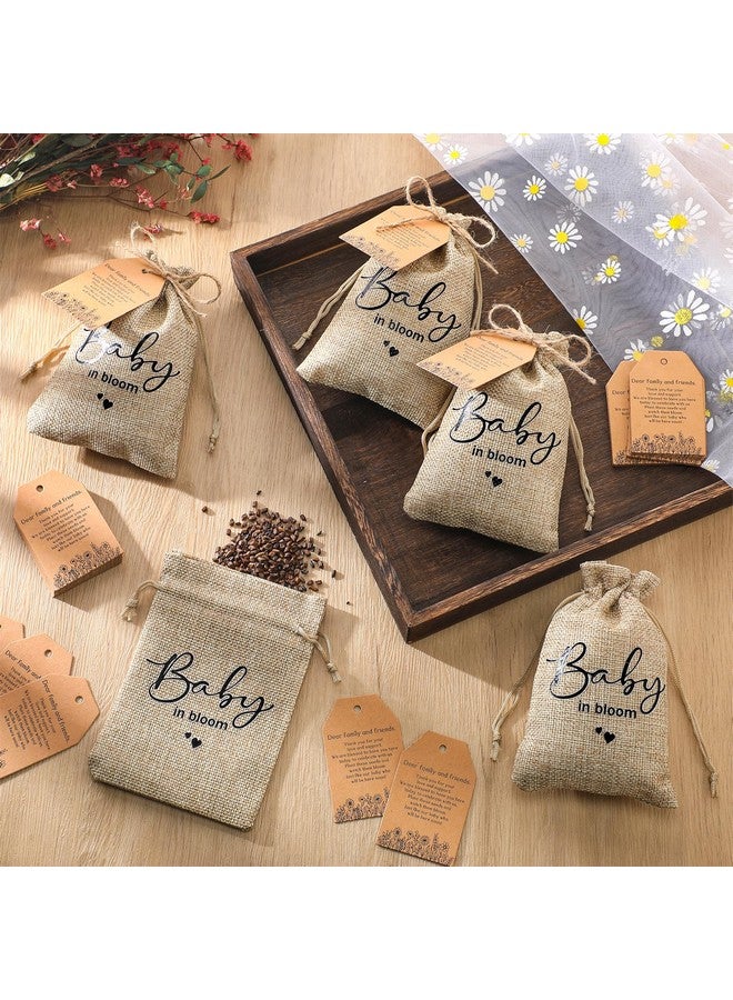 Fumete 50 Sets Baby Shower Party Favors Baby In Bloom Mini Seed Packet Favors Wildflower Design Tag Kraft Thank You Cards Seed Sack Seed Organizer Burlap Bag And Twine For Gender Reveal (No Seeds) - Image 4