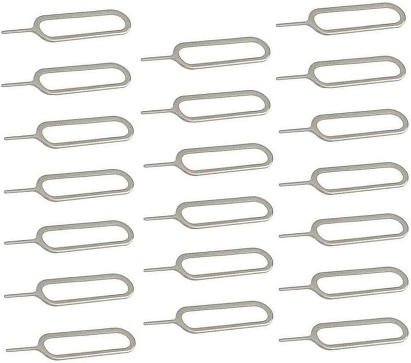 Collection Sim Card Tray Remover Eject Pin Key Tool for iPhone iPad Samsung Galaxy Smart Phone/Tablet and More (Silver) (20 Pack)