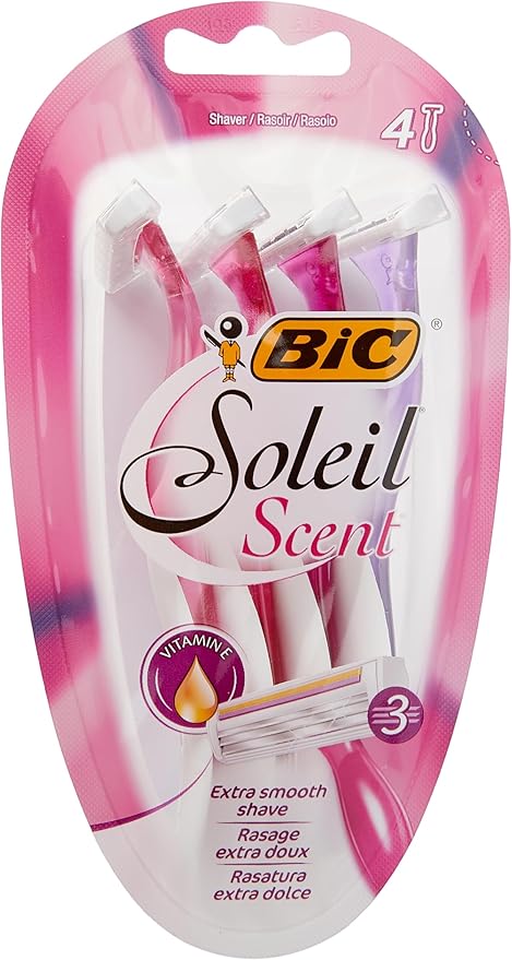 Bic BIC Soleil Scent 3Blade Lady Razor with Lubricating Strip for a Smooth shave and Easy Grip Handle Pack of 4  - Image 1