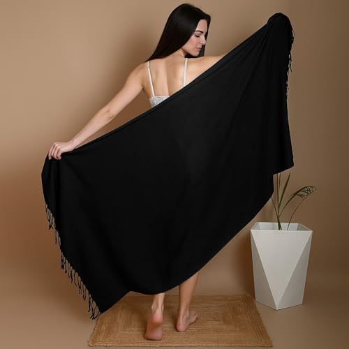 Kipzy Beach Sarong Pareo, Women's Semi-Sheer Swimwear Cover Up (Black) - Image 4