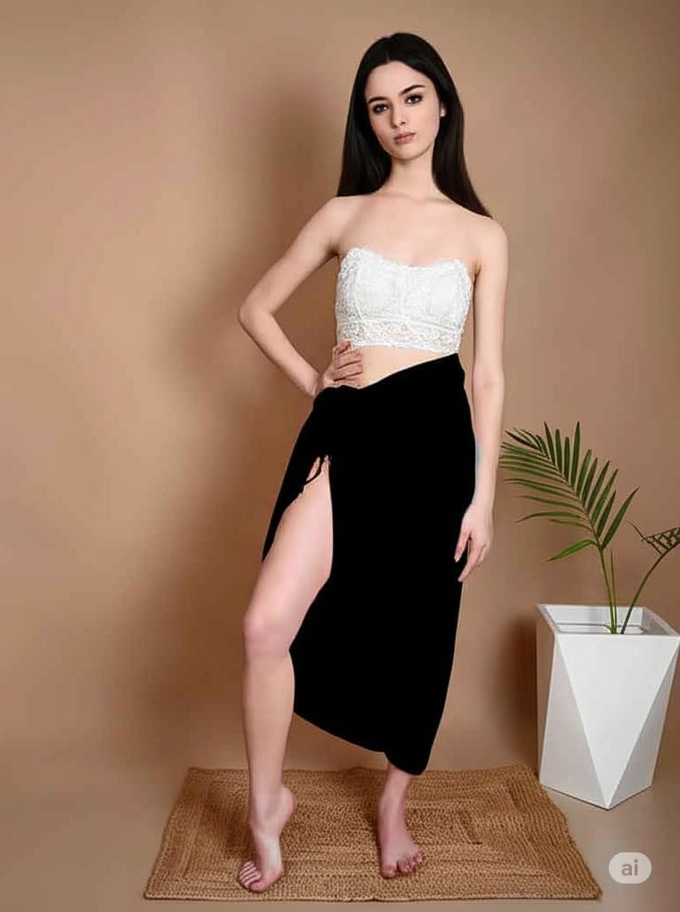 Kipzy Beach Sarong Pareo, Women's Semi-Sheer Swimwear Cover Up (Black) - Image 5