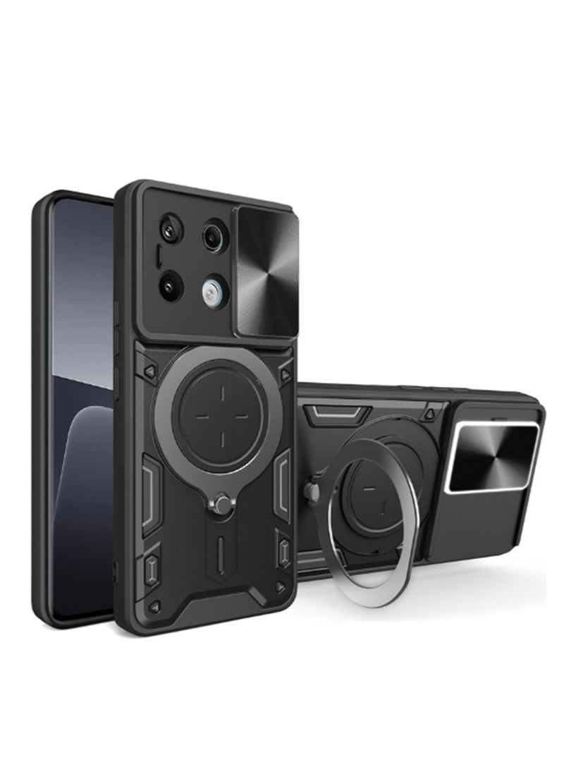 for Xiaomi 14T 5G Case, Slide Camera Lens Cover, Magnetic Ring Holder Kickstand Protective Phone Case for Xiaomi 14T 5G, Black  - Image 1