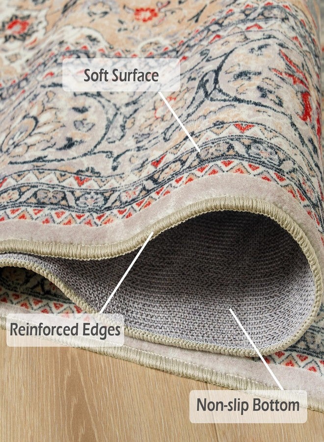Goideal Washable Rug 4x6, Beige Area Rugs Non Slip, Indoor Low Pile Carpet with Rubber Backing for Living Room Kitchen Bathroom Entryway Office Bedroom - Image 5