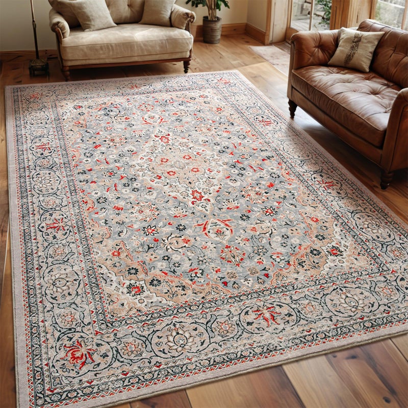 Goideal Washable Rug 4x6, Beige Area Rugs Non Slip, Indoor Low Pile Carpet with Rubber Backing for Living Room Kitchen Bathroom Entryway Office Bedroom - Image 1