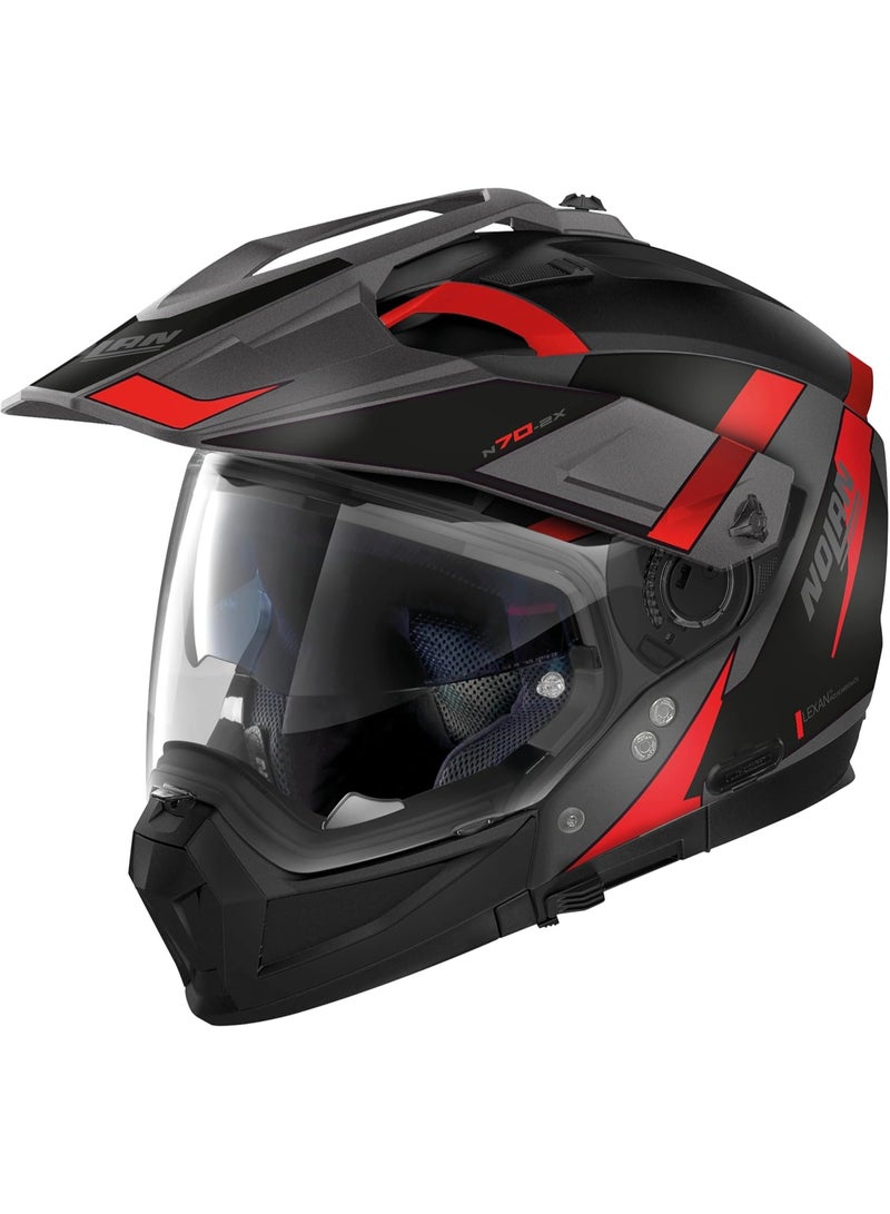 Nolan N70-2 X  06 SKYFALL N-COM FLAT LAVA GREY (RED - BLACK) Helmet