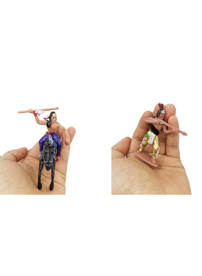 HAPTIME 21 Pcs Plastic Indian Figures Playset Toy Native American Figures with Horse, Tent, Totem etc. Wild West Cowboy Miniature Kit Great for Kids Children as School Project, Christmas,Birthday Gift  - Image 5