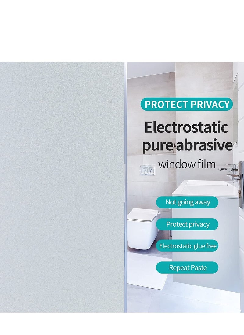 Frosted Window Privacy Film Heat Control UV Blocking,Static Cling Non-Adhesive Reusable,Matte