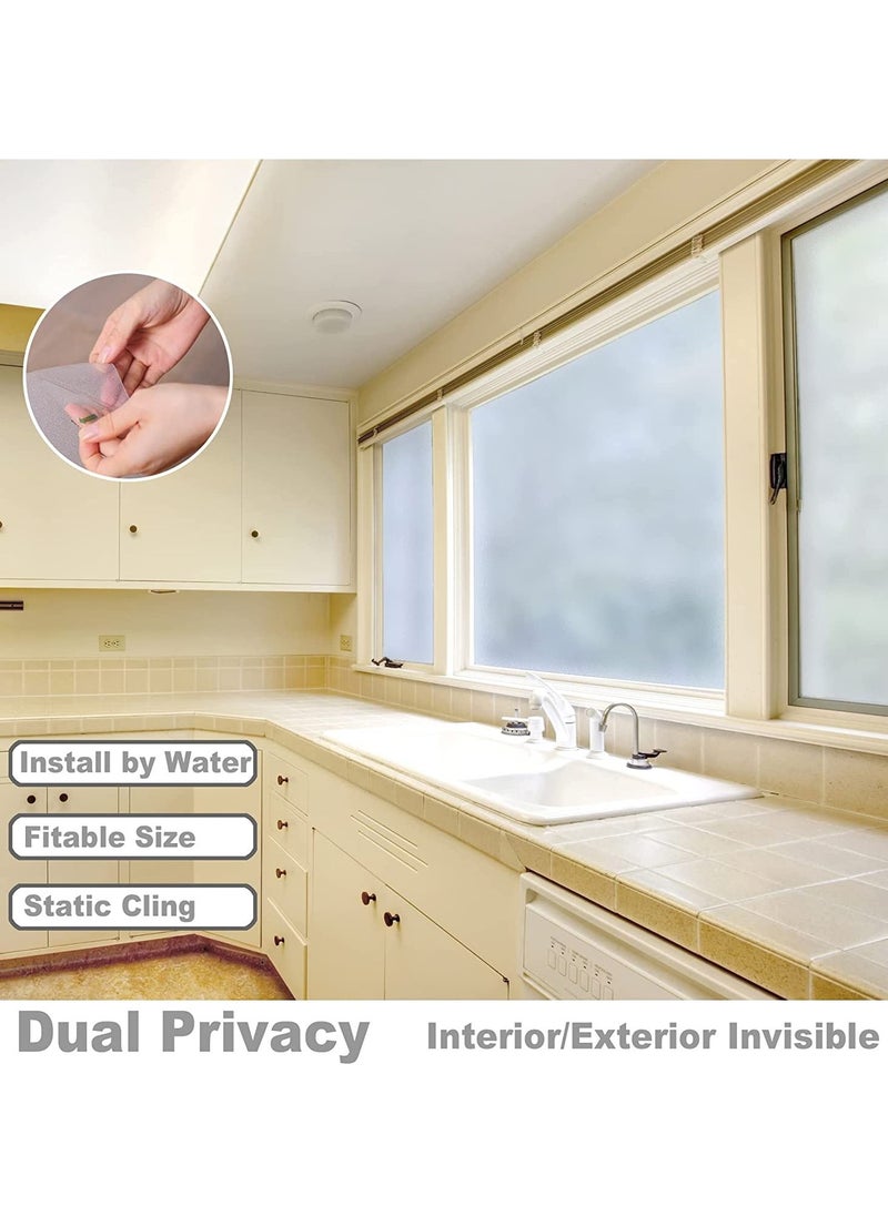 Frosted Window Privacy Film Heat Control UV Blocking,Static Cling Non-Adhesive Reusable,Matte