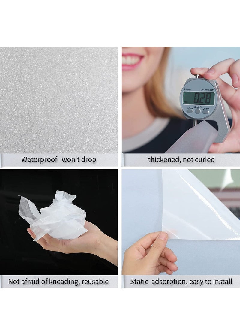 Frosted Window Privacy Film Heat Control UV Blocking,Static Cling Non-Adhesive Reusable,Matte