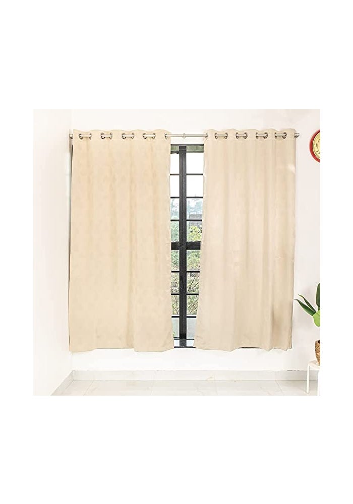 Parda Online Room Darkening Curtain - 3 Layer Thermal Insulated Eyelet Blackout Curtains, 7 Feet, Beige, Pack of 2 - Image 1
