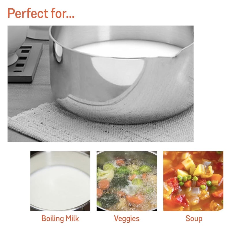 Meyer Trivantage Nickel Free Stainless Steel Triply Cookware Milkpan Milk Pot Tea Pan Steel pan Induction Bottom Small Milk Boiling Vessel 14cm Silver 1 Liter - Image 3