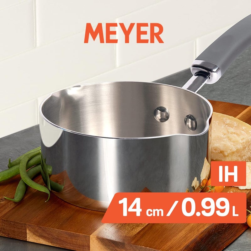 Meyer Trivantage Nickel Free Stainless Steel Triply Cookware Milkpan Milk Pot Tea Pan Steel pan Induction Bottom Small Milk Boiling Vessel 14cm Silver 1 Liter - Image 2