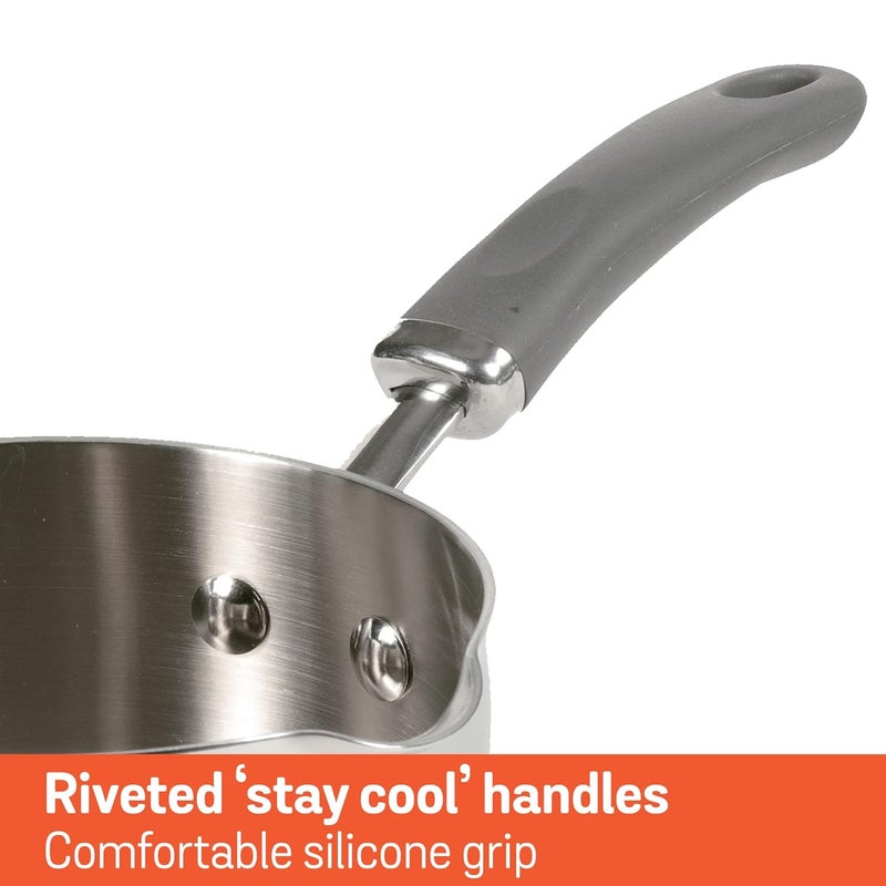 Meyer Trivantage Nickel Free Stainless Steel Triply Cookware Milkpan Milk Pot Tea Pan Steel pan Induction Bottom Small Milk Boiling Vessel 14cm Silver 1 Liter - Image 5