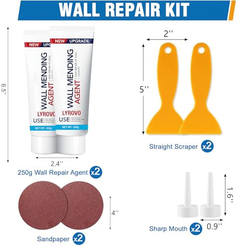 Lyrovo 500g Wall repair paste waterproof Kit Wall Mending Agent Wall Spackle with Scraper Wall Surface Hole Fill Quick and Easy Solution - Image 3