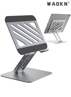 WAOKN Metal iPad Stand Foldable iPad Holder Angle Adjustable Desk Tablet Stand Holder for All L170XW148XH45(mm) Tablets iPad Pro iPad Air iPad Mini Galaxy Tab S8 Ultra Tab S7 Tab A8 Grey  - Image 1