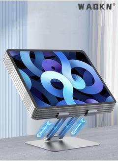 WAOKN Metal iPad Stand Foldable iPad Holder Angle Adjustable Desk Tablet Stand Holder for All L170XW148XH45(mm) Tablets iPad Pro iPad Air iPad Mini Galaxy Tab S8 Ultra Tab S7 Tab A8 Grey  - Image 3