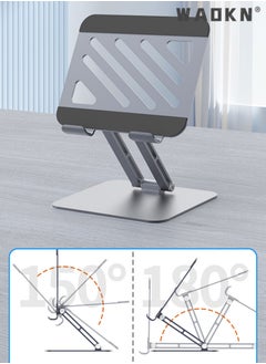 WAOKN Metal iPad Stand Foldable iPad Holder Angle Adjustable Desk Tablet Stand Holder for All L170XW148XH45(mm) Tablets iPad Pro iPad Air iPad Mini Galaxy Tab S8 Ultra Tab S7 Tab A8 Grey  - Image 4