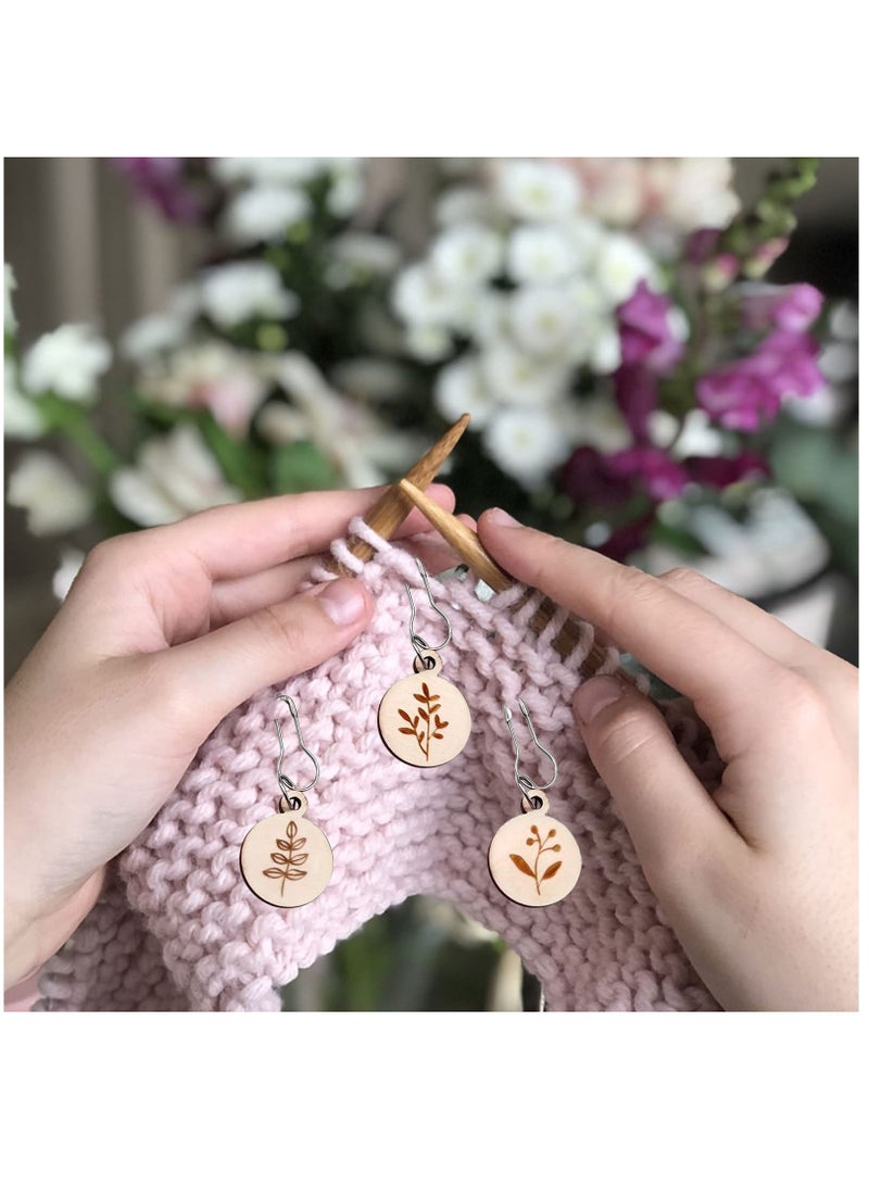 16 قطعة علامات خياطة قفل مع صندوق تخزين خشبي لأدوات الحياكة والكروشيه - Image 2