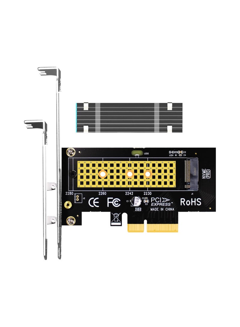 M.2 PCIe NVMe 4.0/3.0 Adapter – With 0.12 Inch Thick Heatsink, PCIe 3.0 x4 Full Speed, for M.2 NVMe & AHCI SSD, Desktop Installation (PA09-HS) - Image 1