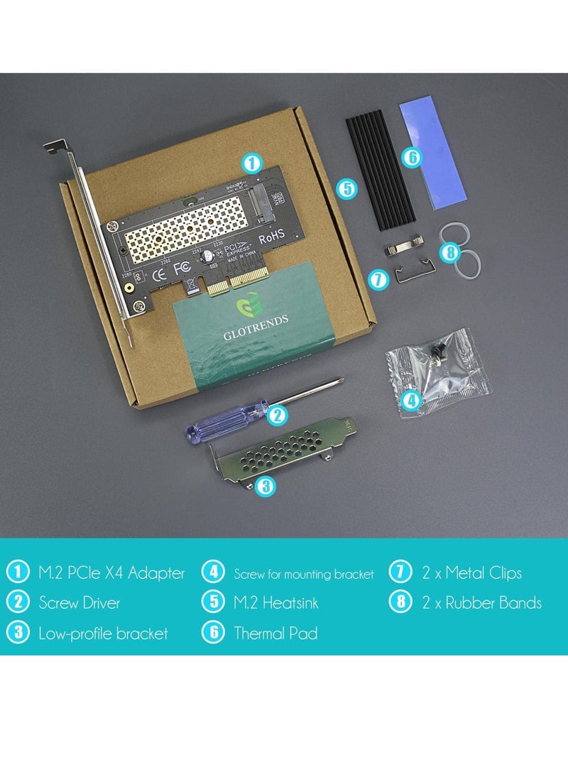 M.2 PCIe NVMe 4.0/3.0 Adapter – With 0.12 Inch Thick Heatsink, PCIe 3.0 x4 Full Speed, for M.2 NVMe & AHCI SSD, Desktop Installation (PA09-HS) - Image 2
