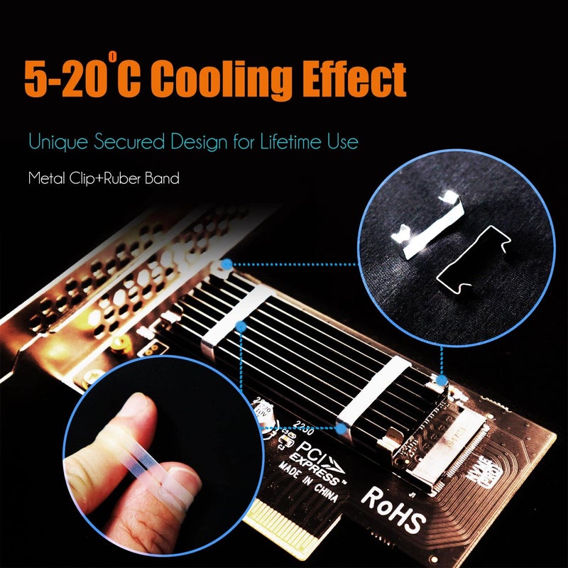 GLOTRENDS PA09-HS M.2 NVMe to PCIe 4.0 X4 Adapter with M.2 Heatsink for M.2 NVMe SSD - Image 5