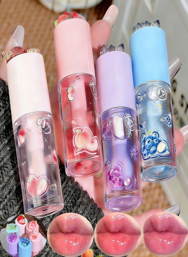 KTouler 4Pcs Hydrating Clear Tinted Lip Gloss Set,Fruit Flavored Cute Lip Gloss For Girls,Long Lasting Nourishing Plumping Lip Oil With High-Shine Finish & Soft Lips - Image 1