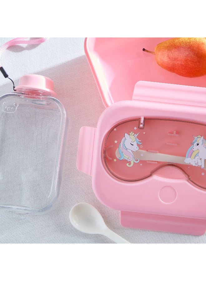 Home Box Neo Unicorn 4-Piece Lunch Box and Bottle Set with Spoon and Fork 550 ml - Image 3