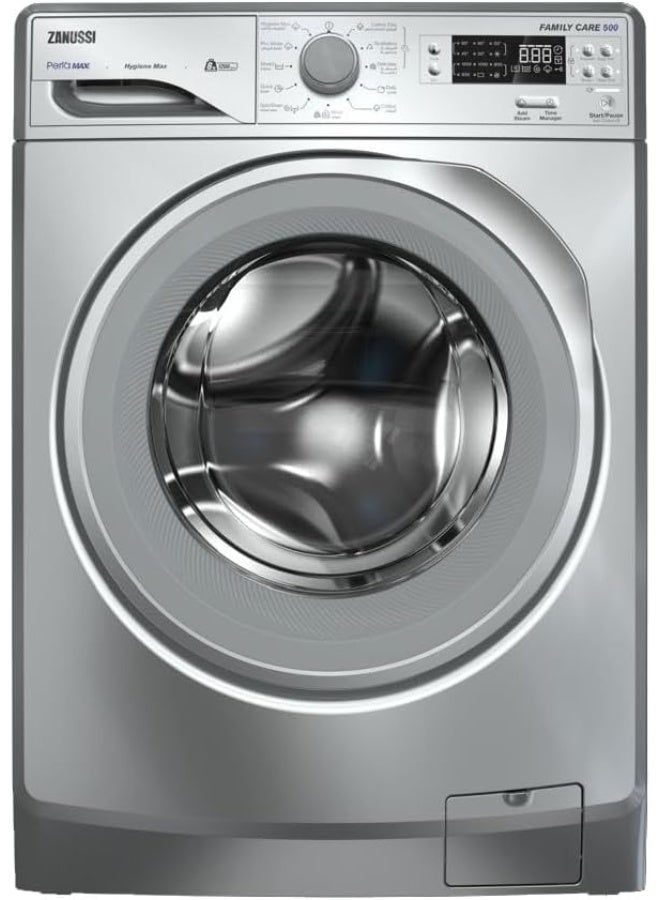 غسالة ملابس زانوسي Perlamax ديجيتال فول اوتوماتيك، تحميل امامي، 8 كجم، فضي - ZWF8240SV5