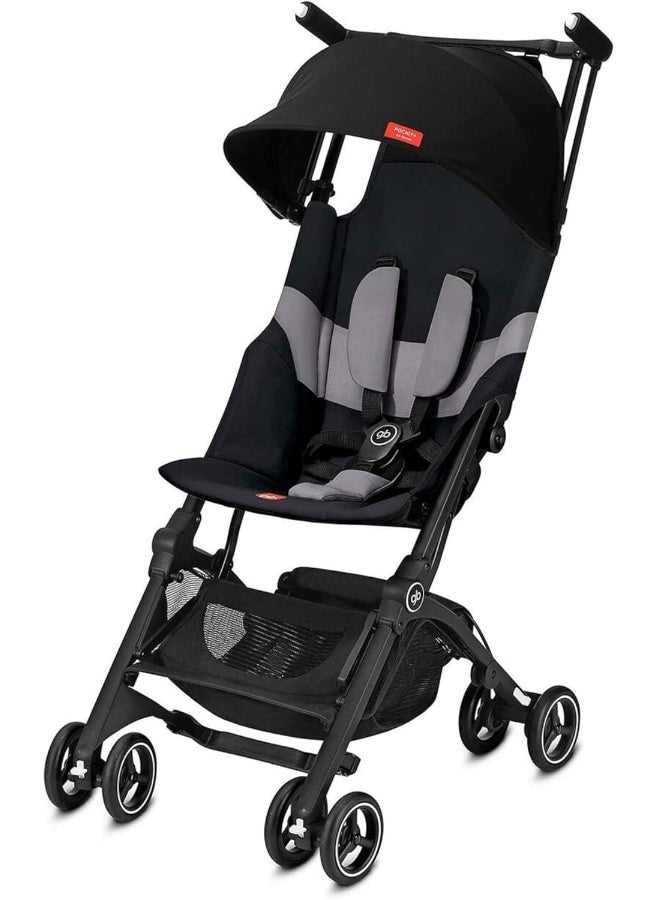 gb Pockit+ All-Terrain, Ultra Compact Lightweight Travel Stroller with Canopy and Reclining Seat in Velvet Black - Image 1