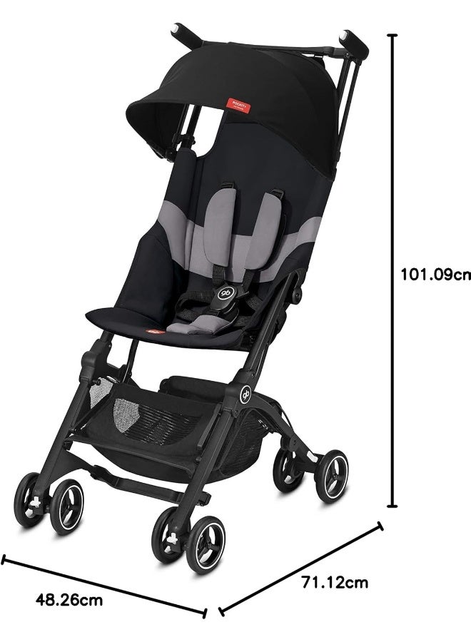 gb Pockit+ All-Terrain, Ultra Compact Lightweight Travel Stroller with Canopy and Reclining Seat in Velvet Black - Image 3