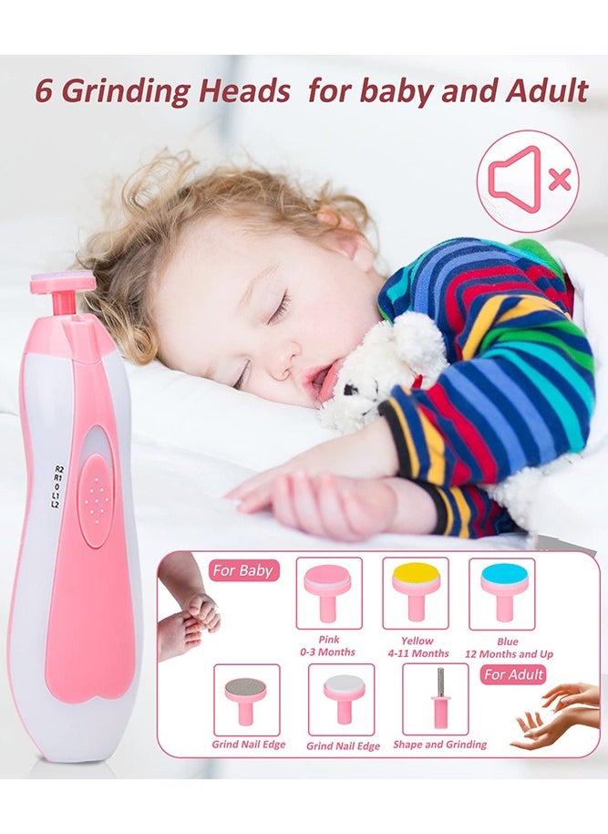 Bebiland - New Baby Healthcare and Grooming Kit, 20 in 1 Baby Electric Nail Trimmer Set Newborn Nursery Health Care Set for Newborn Infant Toddlers Baby Boys Girls Kids 0-3 Years (Pink) - Image 1