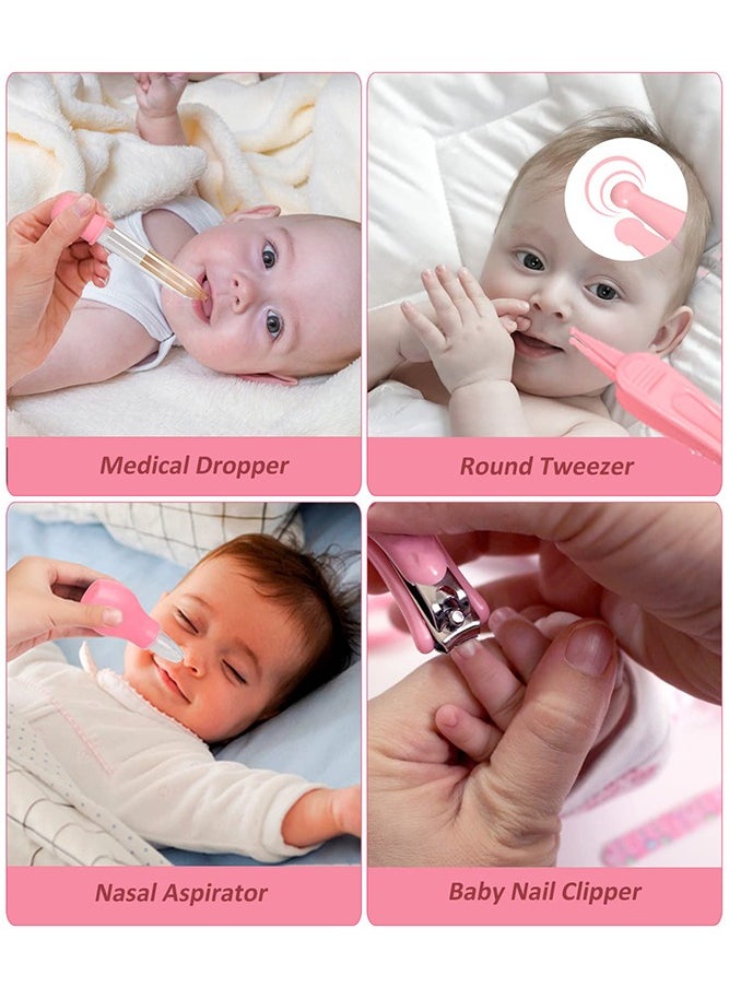 Bebiland - New Baby Healthcare and Grooming Kit, 20 in 1 Baby Electric Nail Trimmer Set Newborn Nursery Health Care Set for Newborn Infant Toddlers Baby Boys Girls Kids 0-3 Years (Pink) - Image 1