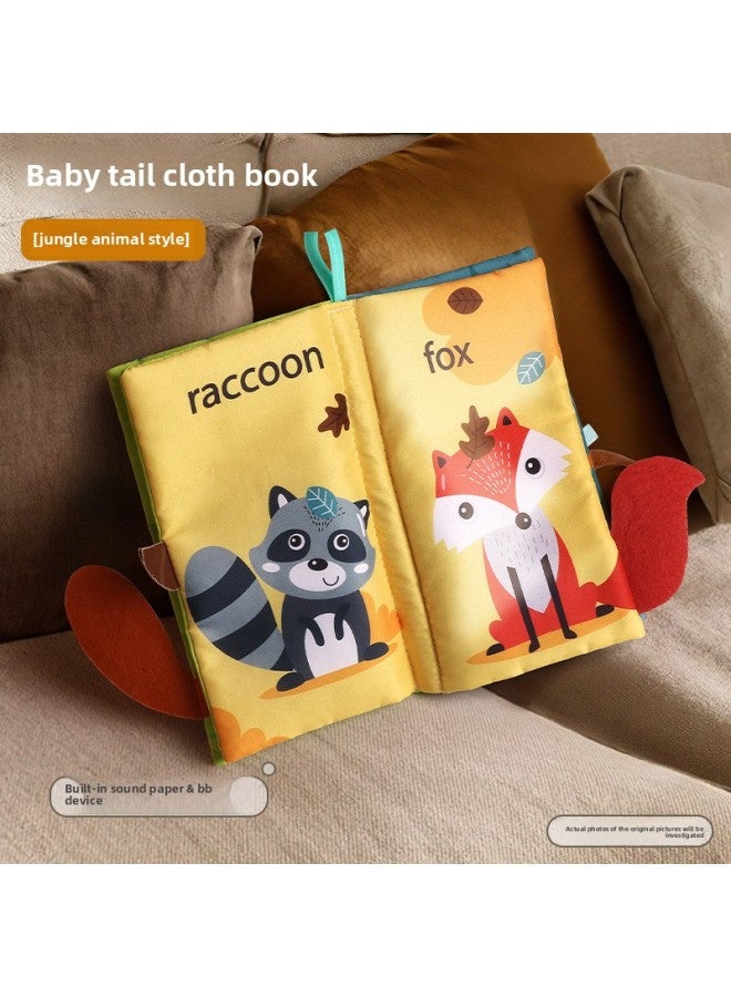 Cloth Book For Early Education, Baby Can Not Tear It Apart, Can Chew The Tail, Hand-Tearable Book, 6-Month-Old Baby Cognitive Educational Toy For 0-1 Years Old-Color:【land Animals】tail Cloth Book (built-in Bibi Device, Rattle Paper)  - Image 1