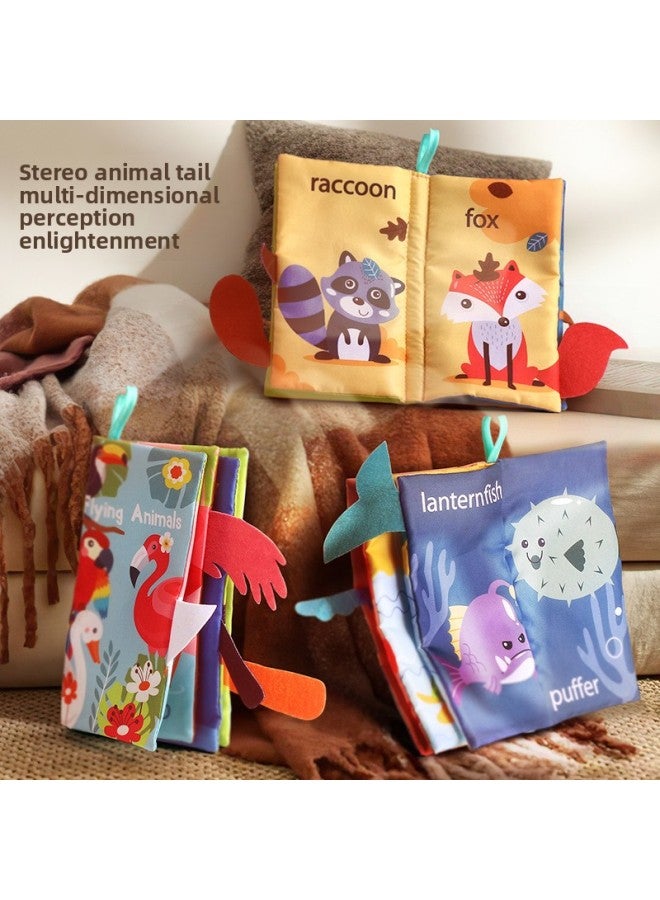Cloth Book For Early Education, Baby Can Not Tear It Apart, Can Chew The Tail, Hand-Tearable Book, 6-Month-Old Baby Cognitive Educational Toy For 0-1 Years Old-Color:【land Animals】tail Cloth Book (built-in Bibi Device, Rattle Paper)  - Image 2