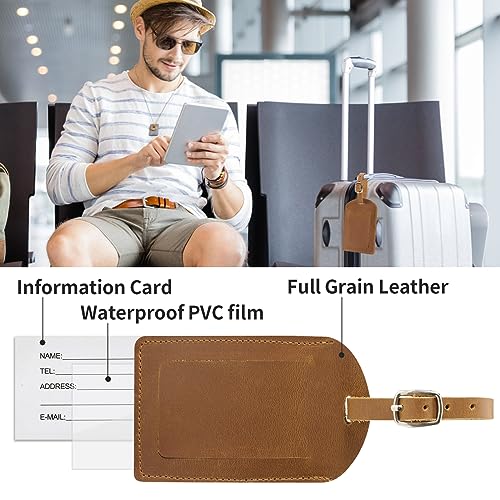 Ringsun Genuine Leather Luggage Tag for Suitcases ID Tags Bag Tags for Luggage (2 Pack) - Image 4