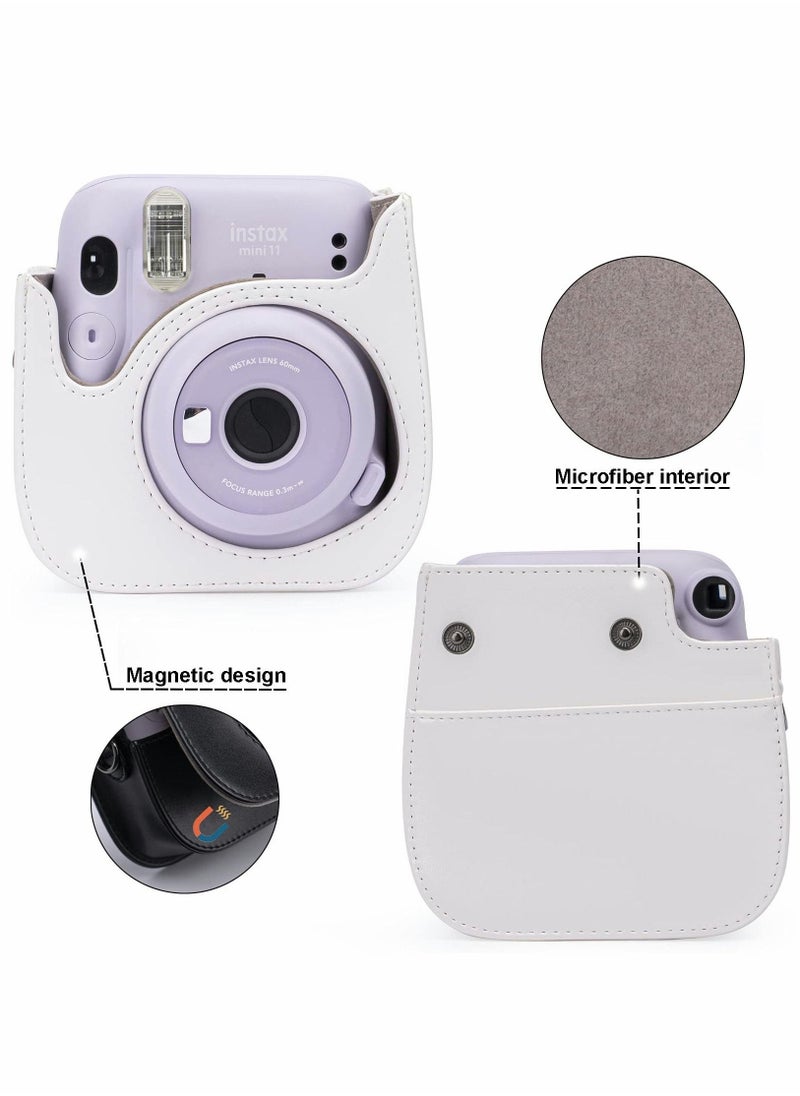 Generic - PU Leather Camera Case for Fujifilm Instax Mini 11, with Adjustable Strap and Pocket (Panda) - Image 1
