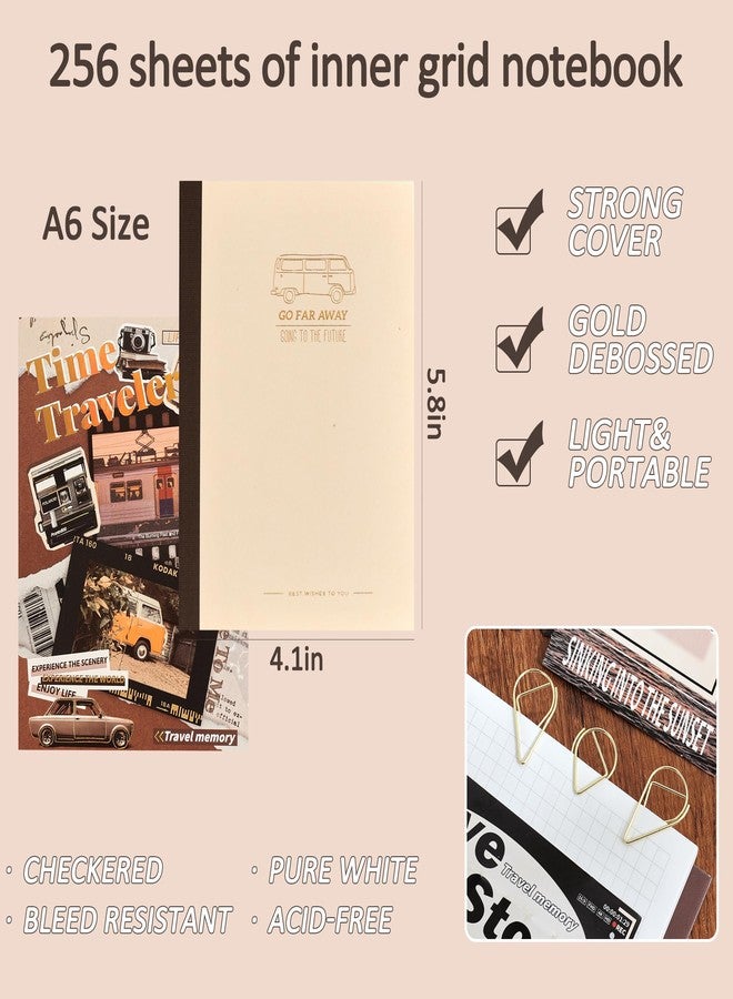 emmoolife Scrapbooking Supplies Kit, Aesthetic Daily Life Travel Scrapbook Kit for Bullet Junk Journal, Stationery, A6 Grid Notebook, Flower DIY Journaling Supplies, Birthday Craft Gift Teen Girl Kid Women - Image 3
