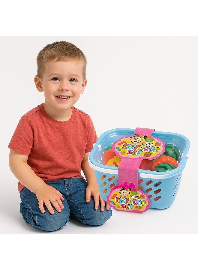 متجر 7 لعبة سلة تسوق بلاستيكية للأطفال ومجسمات خضار وفواكه وأطعمة ملونة – طقم أدوات مطبخ لعب تعليمي يحفّز التخيّل والإبداع، مناسب لعمر 3 سنوات فأكثر - Image 3