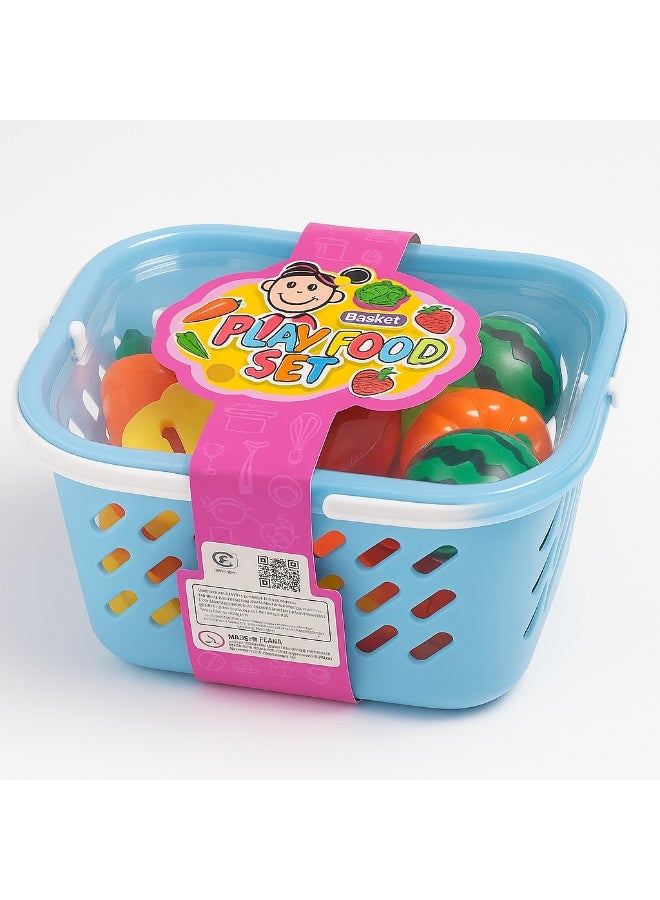 متجر 7 لعبة سلة تسوق بلاستيكية للأطفال ومجسمات خضار وفواكه وأطعمة ملونة – طقم أدوات مطبخ لعب تعليمي يحفّز التخيّل والإبداع، مناسب لعمر 3 سنوات فأكثر - Image 1