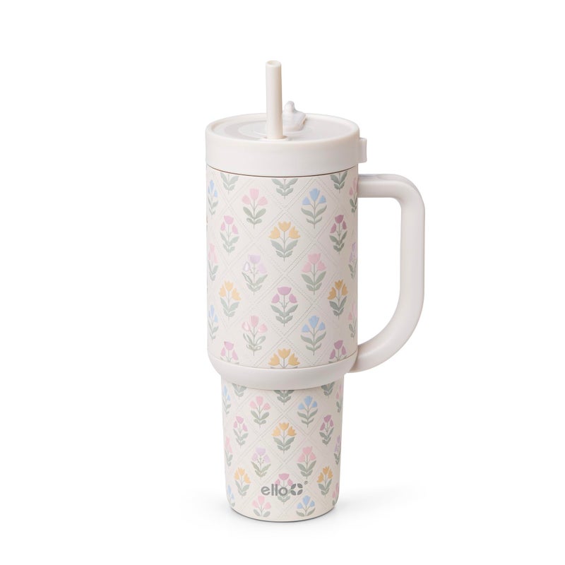Ello Oasis 30oz Stainless Steel Water Bottle - Flower Quilt - Image 1