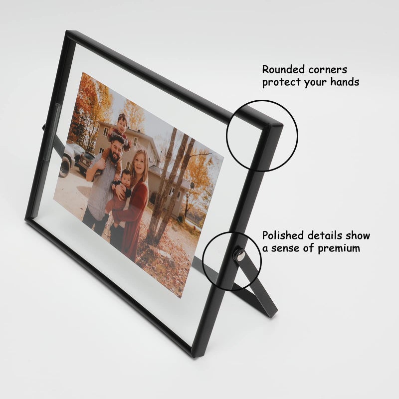 أهاجو Ahago Black Floating Frame (6 "" x8 "" أفقي) لأحجام الصور 5x7 4x6 3x5 إطارات صور الطاولة على الطاولة هدية راقية لمهرجان الزفاف أو المكتب د؟ - Image 3