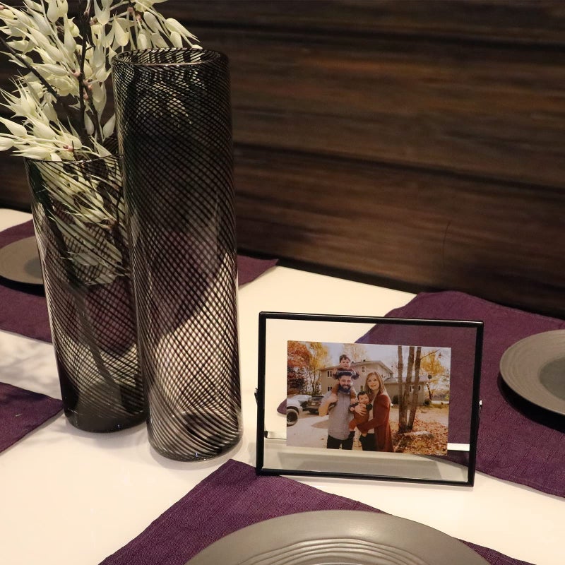 أهاجو Ahago Black Floating Frame (6 "" x8 "" أفقي) لأحجام الصور 5x7 4x6 3x5 إطارات صور الطاولة على الطاولة هدية راقية لمهرجان الزفاف أو المكتب د؟ - Image 5