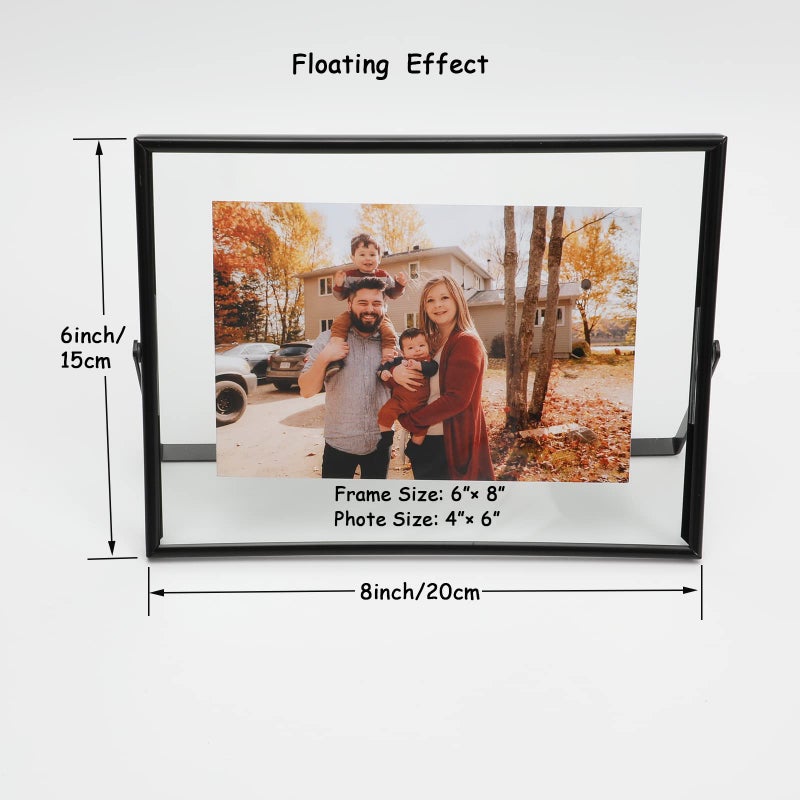 أهاجو Ahago Black Floating Frame (6 "" x8 "" أفقي) لأحجام الصور 5x7 4x6 3x5 إطارات صور الطاولة على الطاولة هدية راقية لمهرجان الزفاف أو المكتب د؟ - Image 2