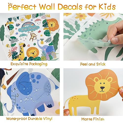 AOWDIAO Animals Wall Decals, Cute Safari Wall Stickers for Baby Kids, Jungle Theme Decor for Nursery, Classroom, Playroom, Bedroom - Image 2