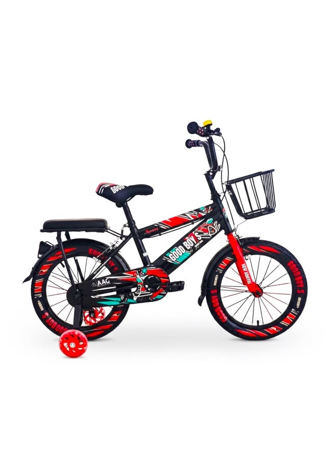 GoodBoy Kids 16 Inch Bicycle – Front Basket, Rear Padded Seat, Chain Guard, Light-Up Training Wheels & Adjustable Quick-Release Seat – For Ages 4–7 Years - Image 2