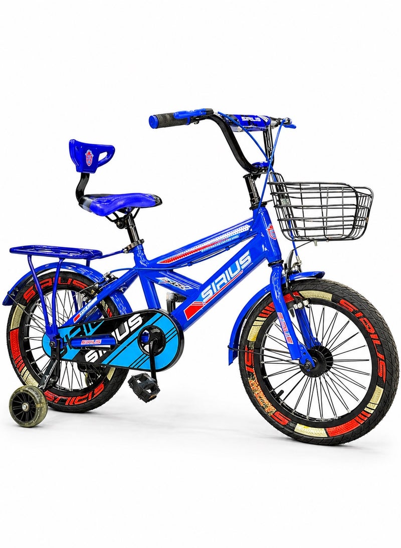 SIRUS Kids 16 Inch Bicycle – Front Basket, Rear Padded Seat, Chain Guard, Light-Up Training Wheels & Adjustable Quick-Release Seat – For Ages 4–7 Years - Image 1