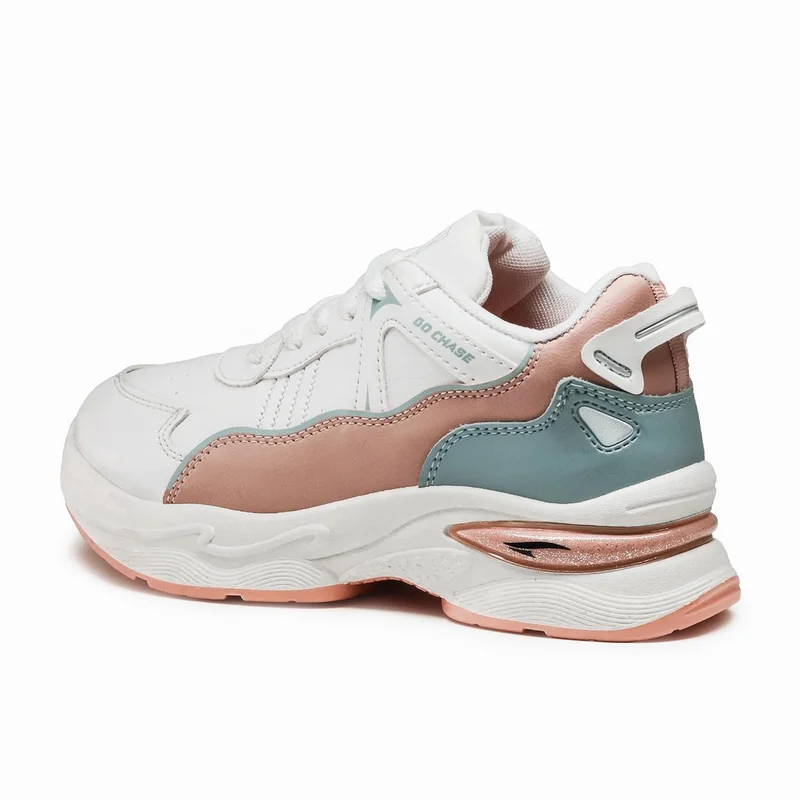 Asian Stylish White Peach Mint Sneakers for Women and Girls