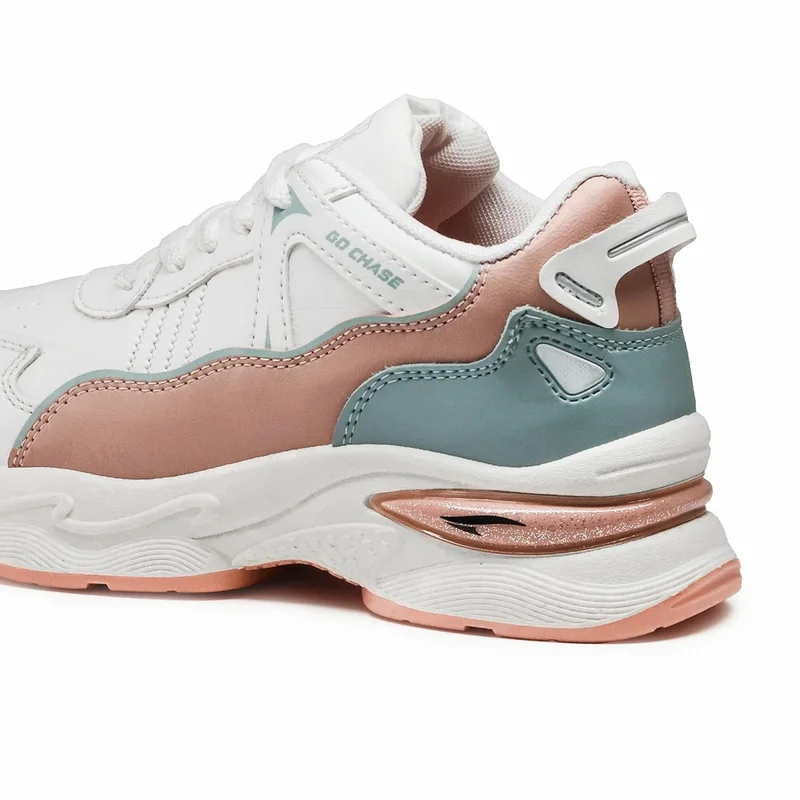 Asian Stylish White Peach Mint Sneakers for Women and Girls
