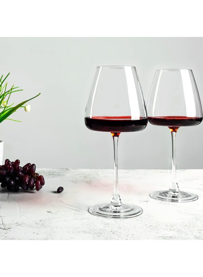 قطعتان من كؤوس النبيذ الأحمر، كأس نبيذ بوردو من الكريستال الإيطالي المنفوخ يدويًا، 22 أونصة، من الزجاج المنفوخ عالي الجودة الخالي من الرصاص، عبوة هدايا للذكرى السنوية للزفاف أو هدايا عيد الميلاد - Image 4